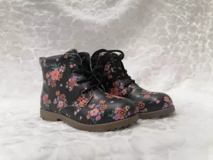 Girls Cute Floral Print Lace Up Boots (little Kids/ Girls)