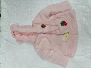Kids Peach Fluffy Winter Jacket Fur Inside 1-7years