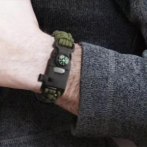Set Of 2 Paracord Survival Bracelet With Compass