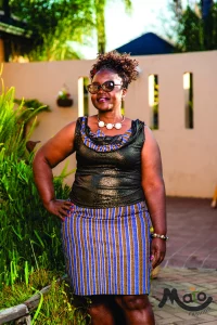 Ladies Stripped Dress With Black Top With Matching Accents