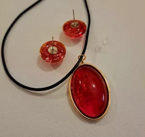 Oval Pendant Necklace With Earring Set