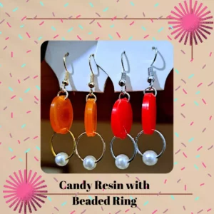 Candy Resin With Beaded Ring Earing|resin Beaded Ring Earrings|resin Candy Beaded Ring Earrings
