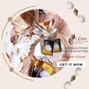 Gold Black/purple Sand Earrings| Hoop Earrings| Gift For Her| Shells And Resin