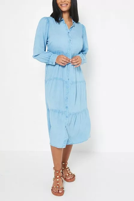 knee length dresses for ladies Mandera Drop Waist Midi Dress ( Cornflower ) main image 1