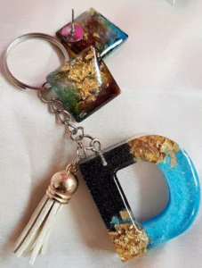 Resin Keychain Gift Set I Resin Keychain I Resin Earrings I Beaded Necklace I Personalised Giftsi
