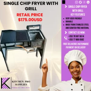 Single Gas Chip Fryer With Grill