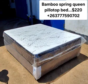 Bamboo Queen Size Pillow Top Mattress - Natural, Breathable & Supportive