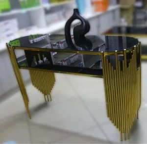 Living Room Furniture Gold Stainless Steel Mirrors Console Table