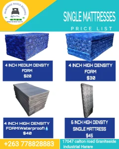 Single Matress 4 Inch High Density Foam