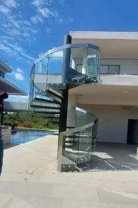 Robust Steel Spiral Stairs With Painted Mild Steel Balustrades For Offices