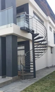 Stylish Steel Spiral Stairs With Painted Mild Steel Balustrades For Homes