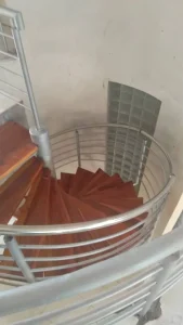 Durable Wooden Spiral Stairs With Stainless Steel Balustrades For Offices
