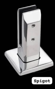 Glass Spigot, 50mm Square Base, 154mm High With Base Plate With Cover Cap, 10-12mm Glass