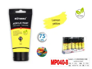 (120units) Beifa Acrylic Paint Lemon Yellow 75ml F102