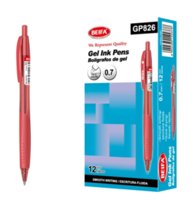 (120units) Beifa Semi-Gel pen 0.7mm Red TB616-03B7