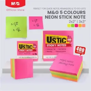 (120units) M&G Neon Sticky Notes 3'x3' 400 Sheets 5 Colors YS-494